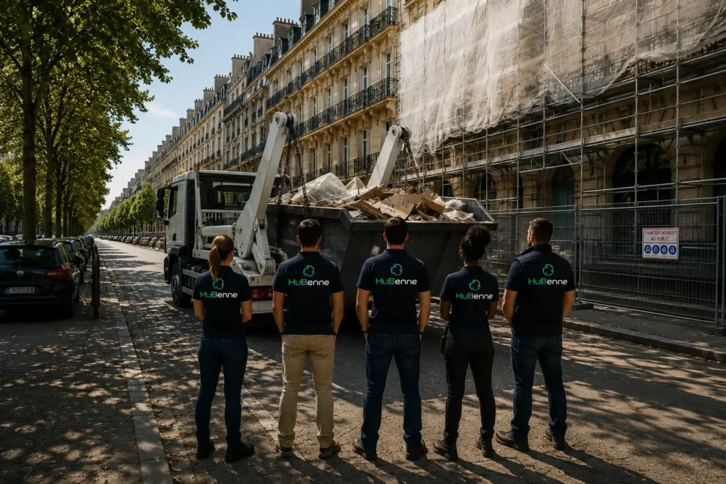 Équipe HuBenne sur un chantier de collecte de déchets