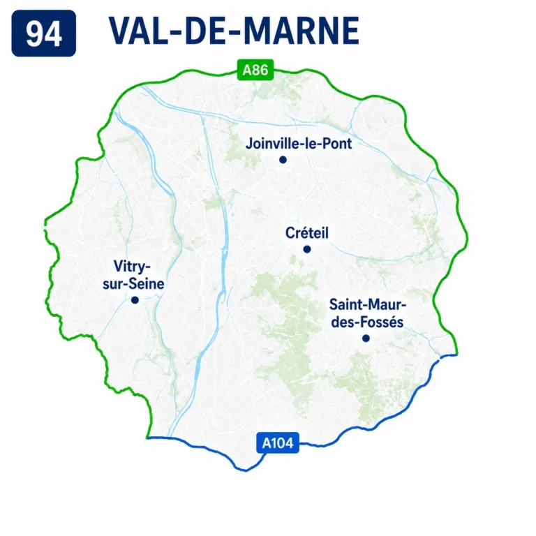 Carte des zones d’intervention HuBenne dans le Val-de-Marne (94)