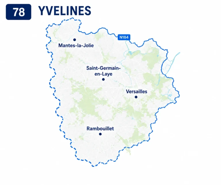Carte des zones d’intervention HuBenne dans les Yvelines (78)